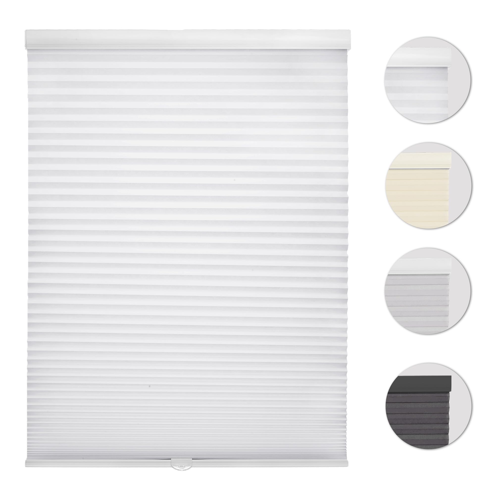 ABOCIDE Custom Blackout Cellular Shades Cordless, 1.5'' Single Cell Pleated Window Blinds, Room Darkening Honeycomb Window Shades for Bedroom, Child Room (White, Light Filtering)