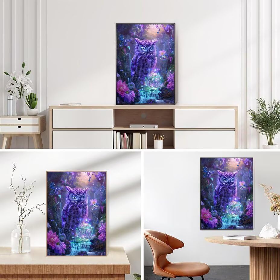 Diamond painting adulte chouette 45x60 cm kit complet broderie diamant - 7