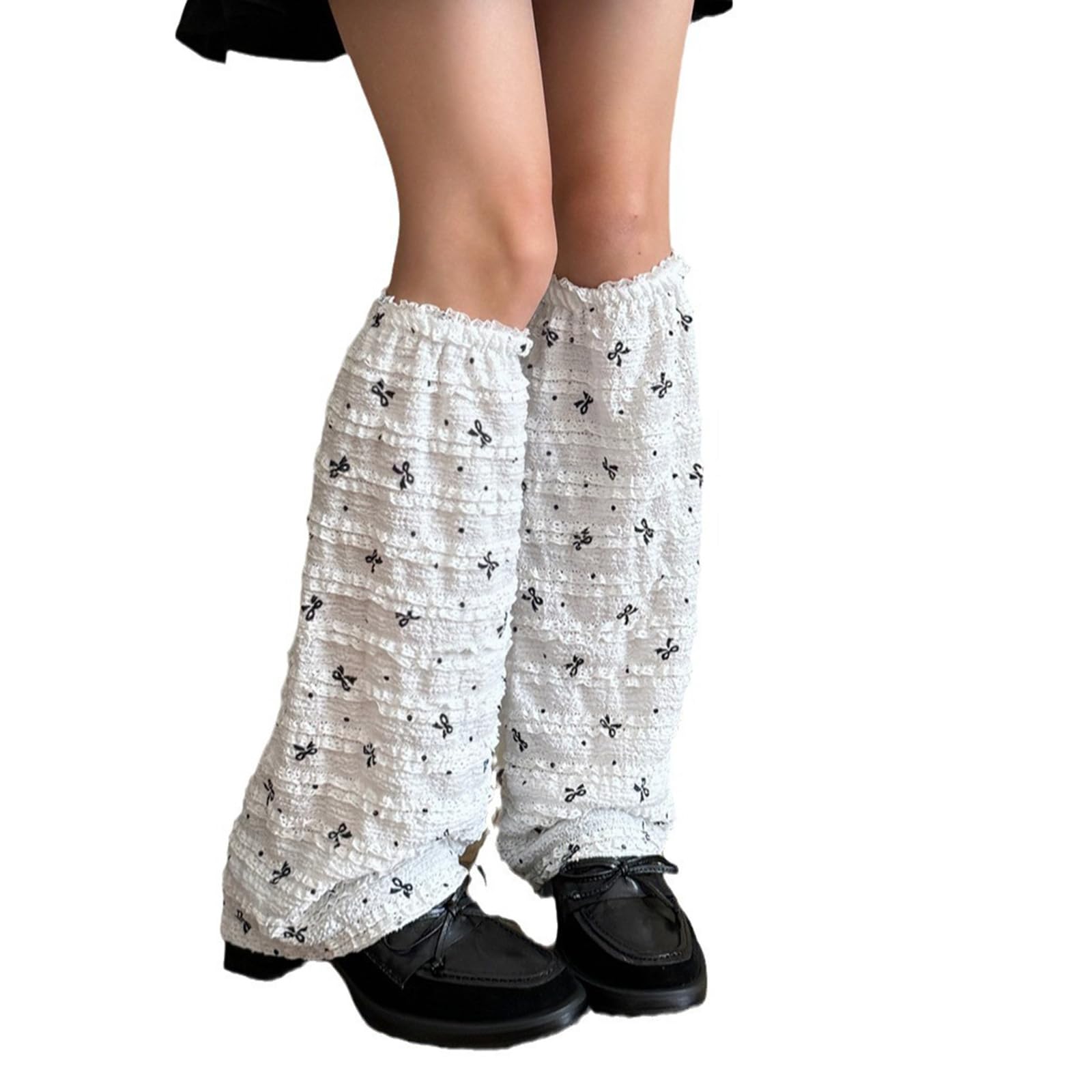 Kawaii Leg Warmers Y2K Knit Lace up Leg Warmers Cute Japanese Harajuku Lolita Leg Warmer for Women Girls
