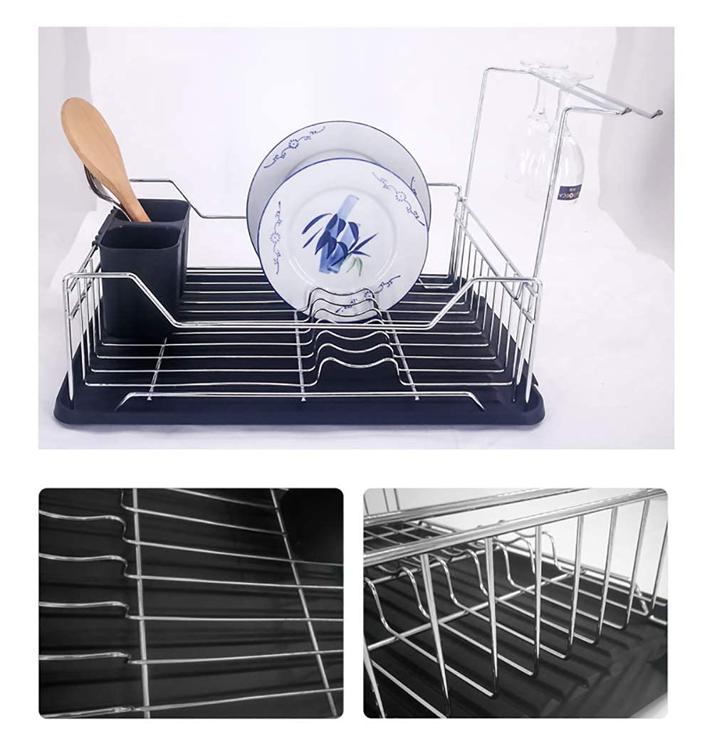 Abtropfgestell, Abtropfgestell for Geschirr, 304-Edelstahl, Küchenarbeitsplatten-Abtropfgestell mit Abtropfbrett for die Küche über der Spüle, stabiles, Teller-Geschirrabtropfgestell, Schwarz
