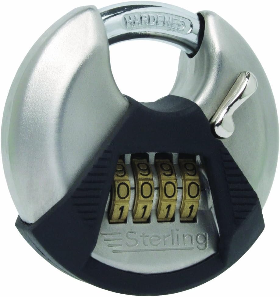 Sterling CPL170 70mm Closed Shackle Disc Padlock with Combination with 4-Dial, Grey and Black