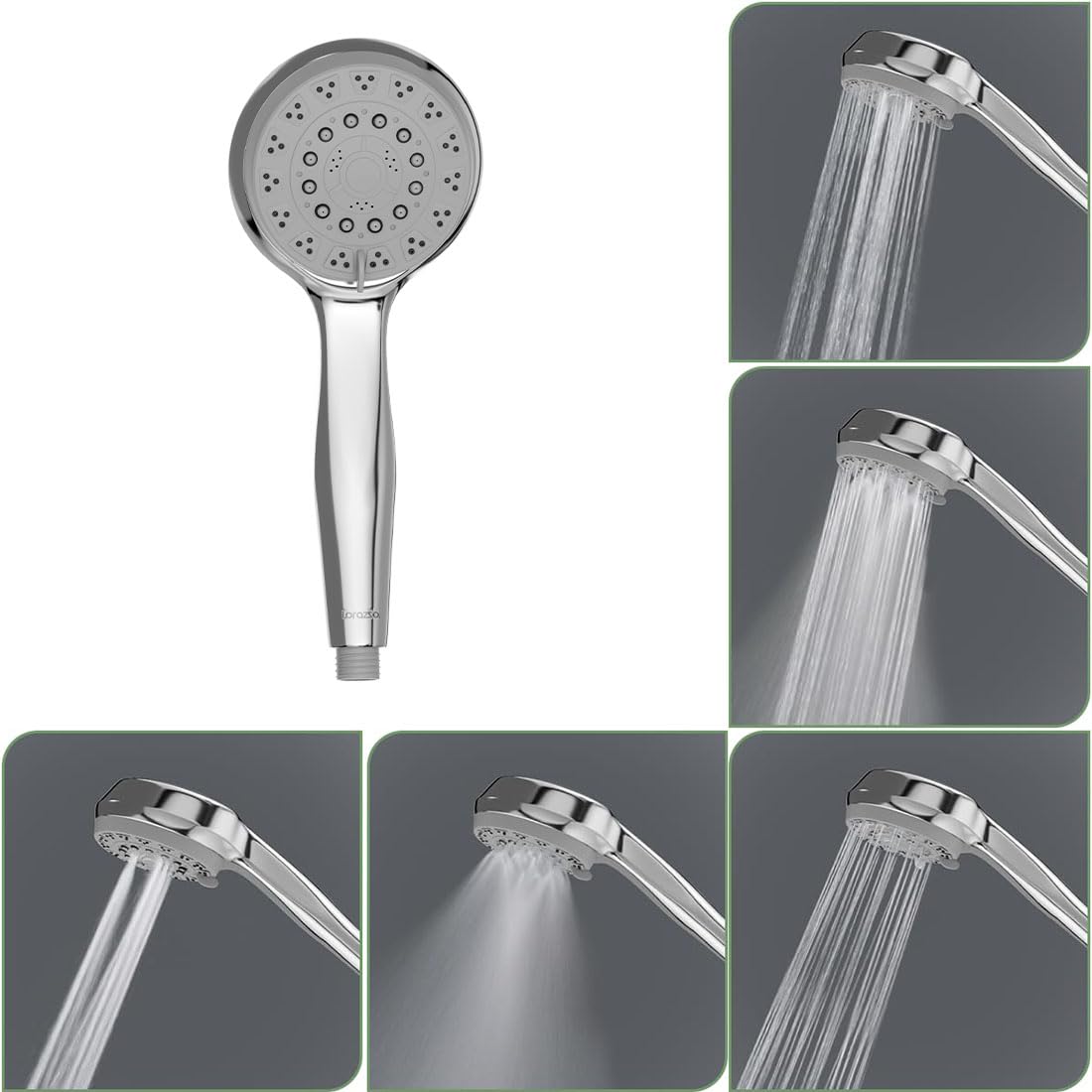 Lorazzo Versa 5-Function Hand Shower for Bathroom | 5-modes water flow | 1-Year Lorazzo Limited Warranty (1 piece handheld shower head only)