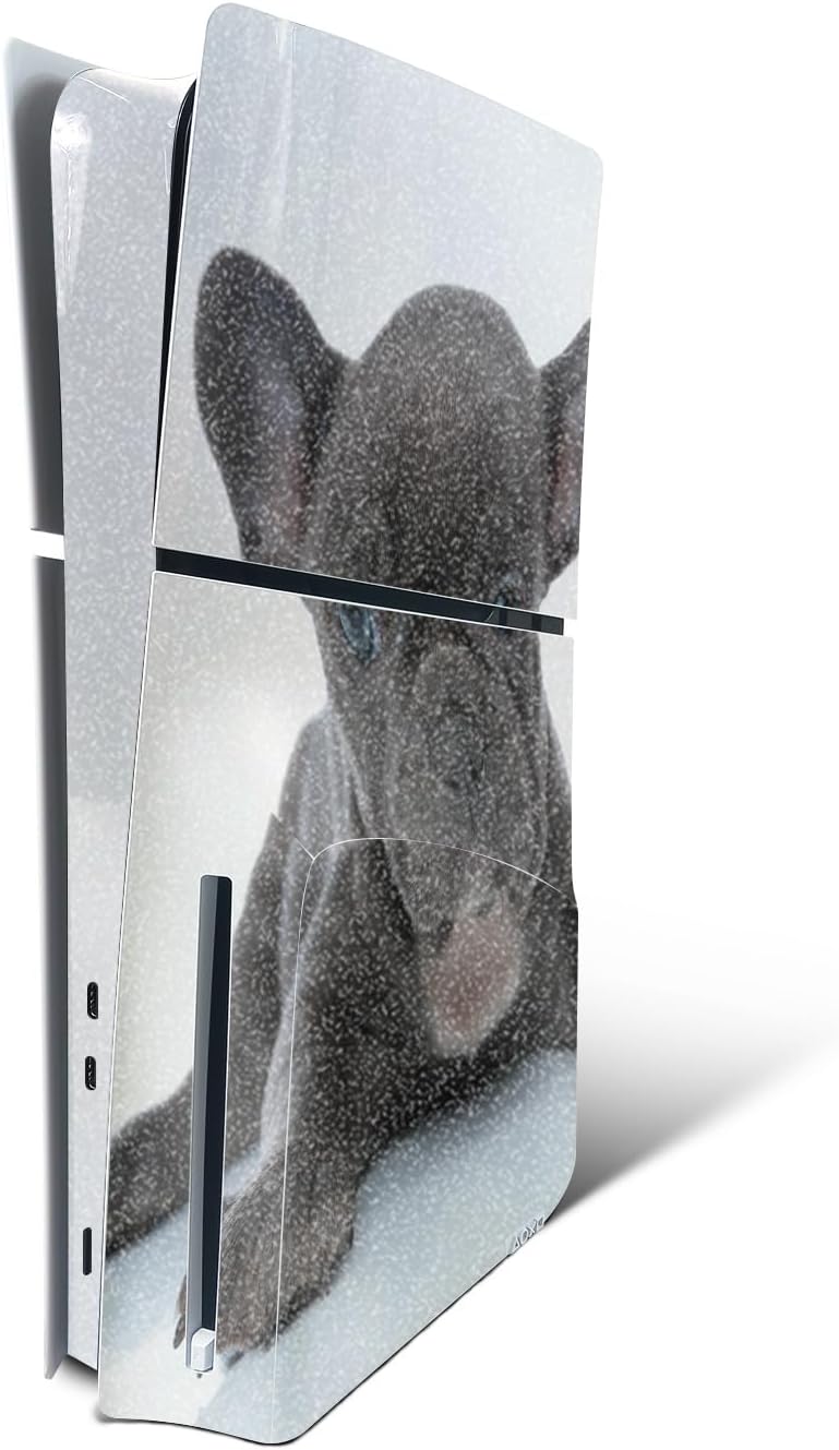 MightySkins Glossy Glitter Skin Compatible with Playstation 5 Slim Disk Edition Console Only - French Bulldog | Protective, Durable High-Gloss Glitter Finish | Easy to Apply | Made in The USA