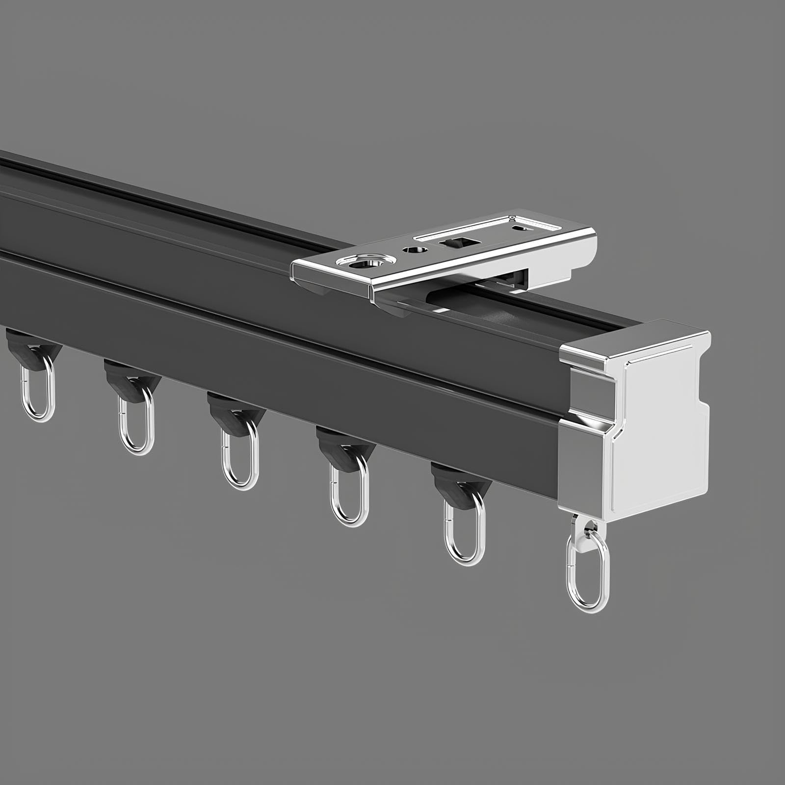 Rail de rideau flexible en aluminium noir de 90 cm pour séparation de pièce