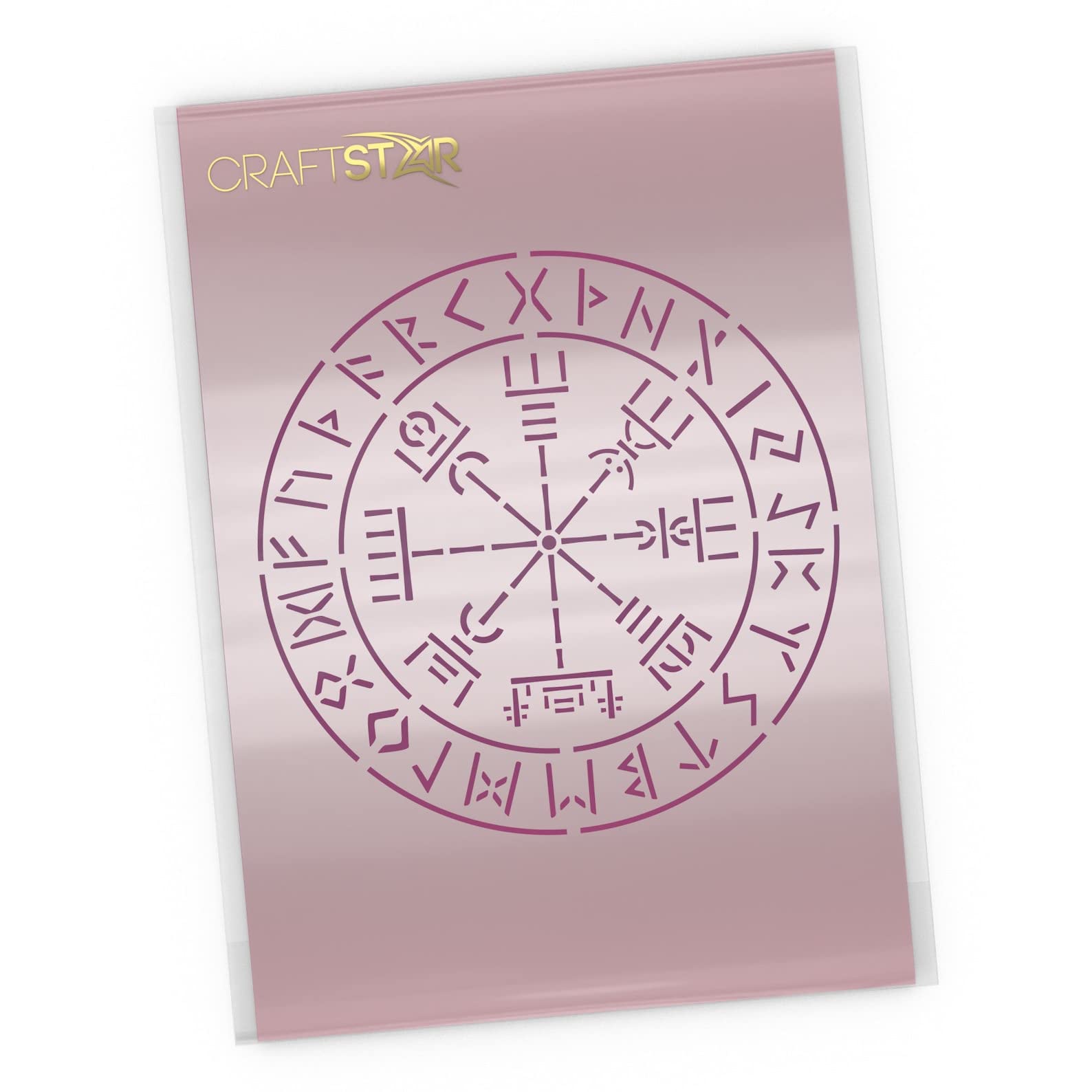 Viking Runic Compass Stencil - 12.5 x 12.5 cm -Vegvisir Symbol Template by CraftStar
