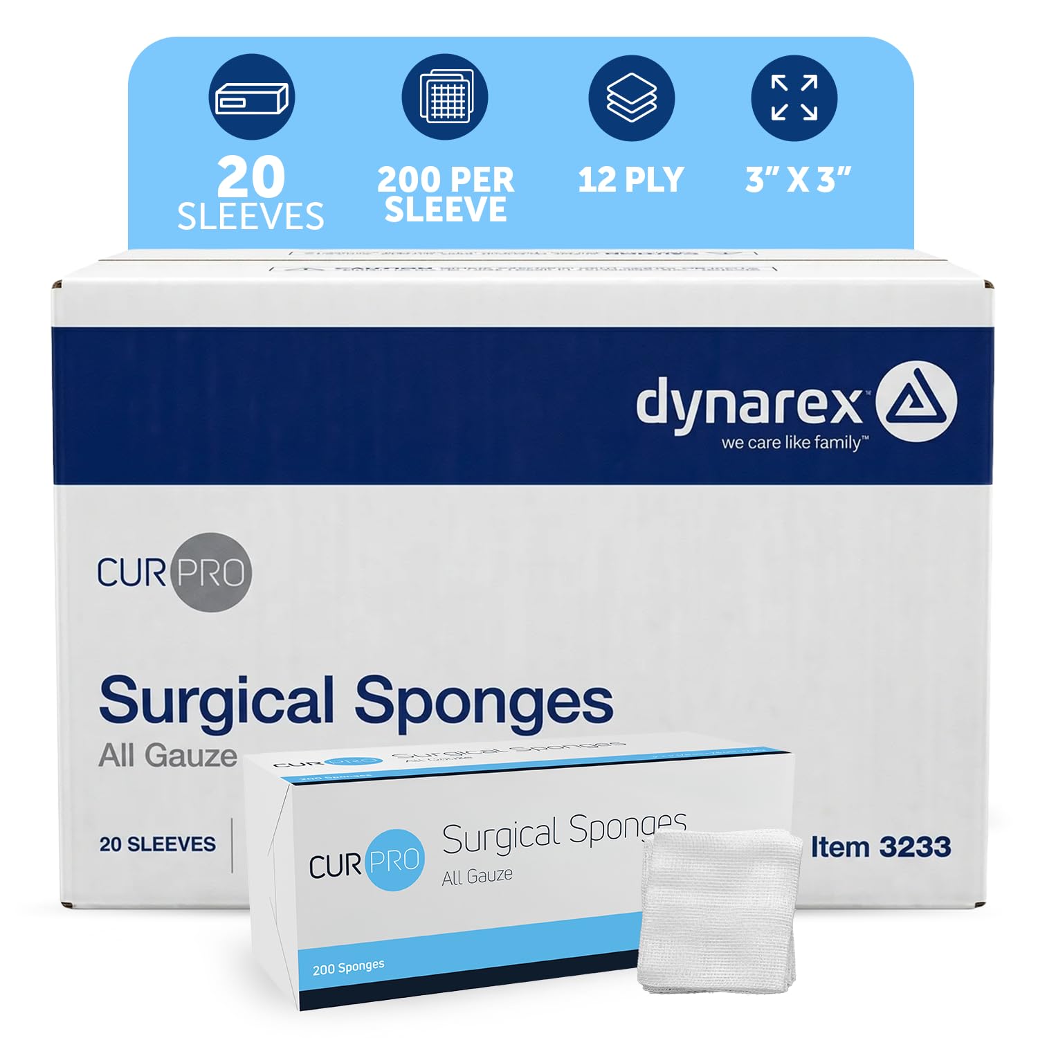 Dynarex Surgical Gauze Sponges, Non-Sterile Pads for General Cleaning and Wound Packing, Made from 100% Absorbent Cotton, 4" x 4," 12-Ply and Latex-Free, 1 Box of 200 Dynarex Surgical Gauze Sponges — Amazon image 9