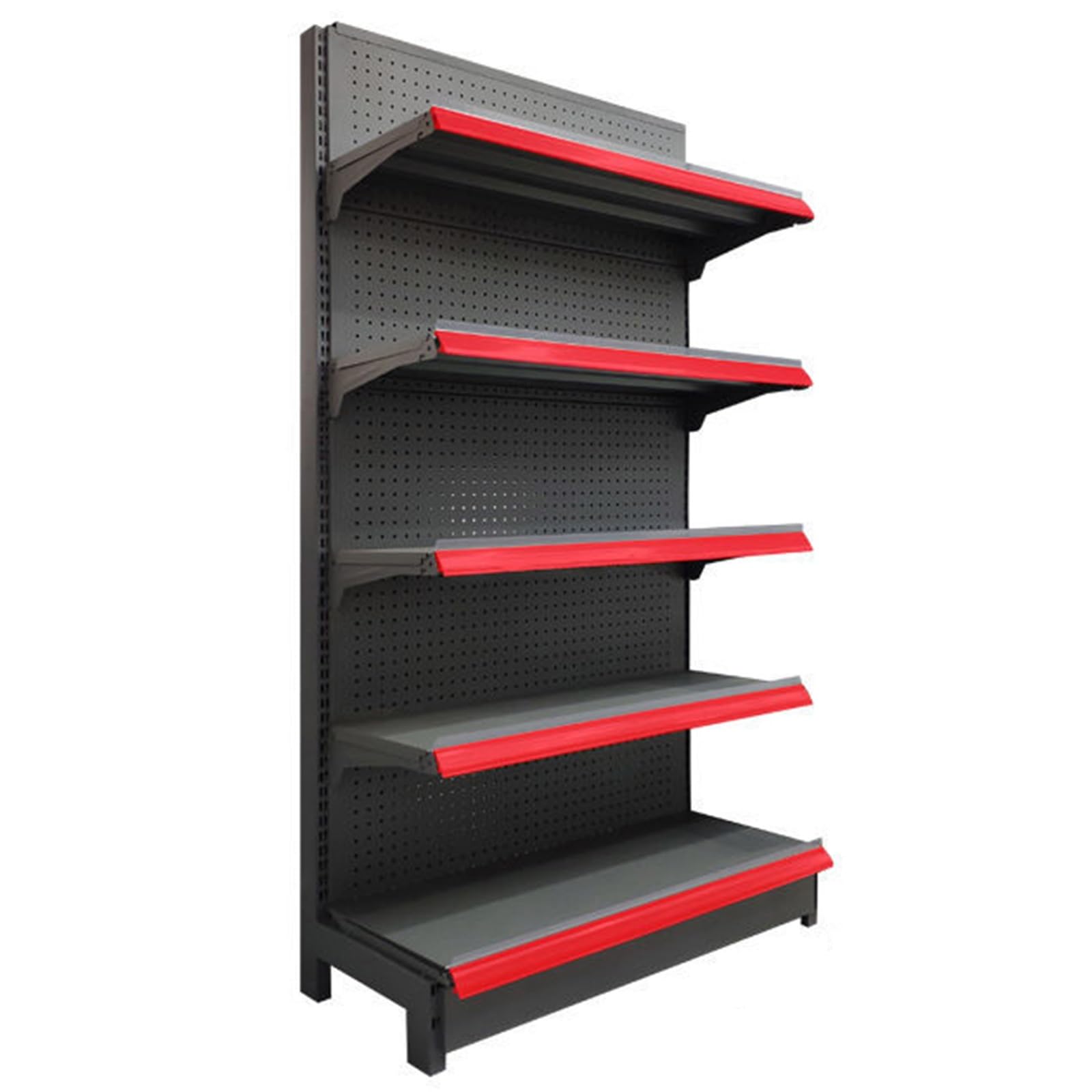 Heavy Du Metal Marktregal, Verkaufsregal für Lebensmittel, Likör, Bürobedarf, Worhops, Schwarz, 120 x 43 x 165 cm, Schwarz, 120 x 43 x 190 cm