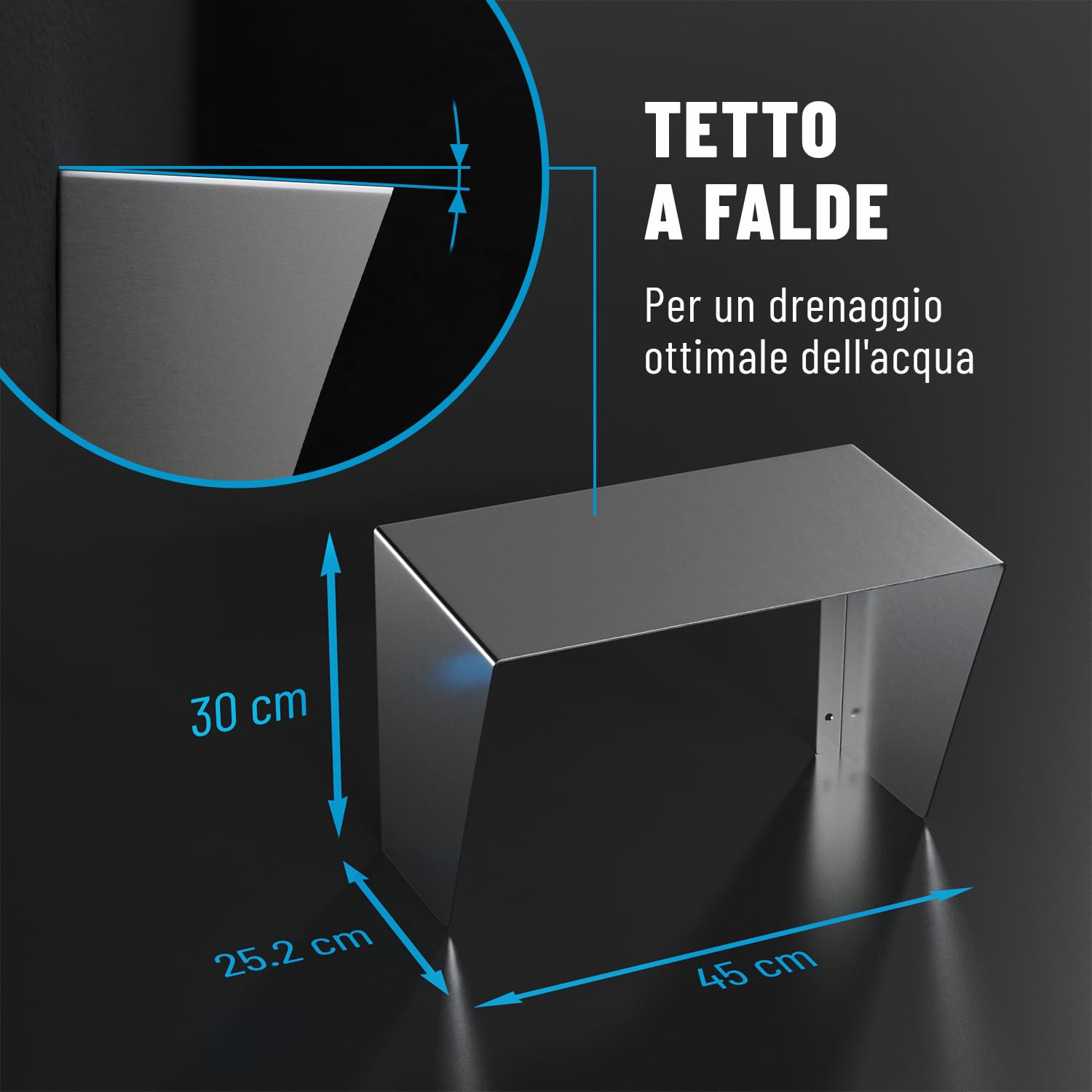 ABSINA Tetto in Acciaio per Stazione di Ricarica 45,4 x 25,6 x 30,2 cm - Tettoia Protettiva per Wallbox