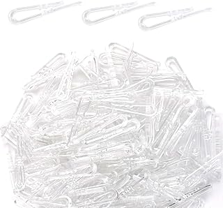 200 Pack Clear Plastic U-Shape Alligator Clips - Transparent Toothless Clothespins for Shirts, Pants, Ties, Socks & Fabrics