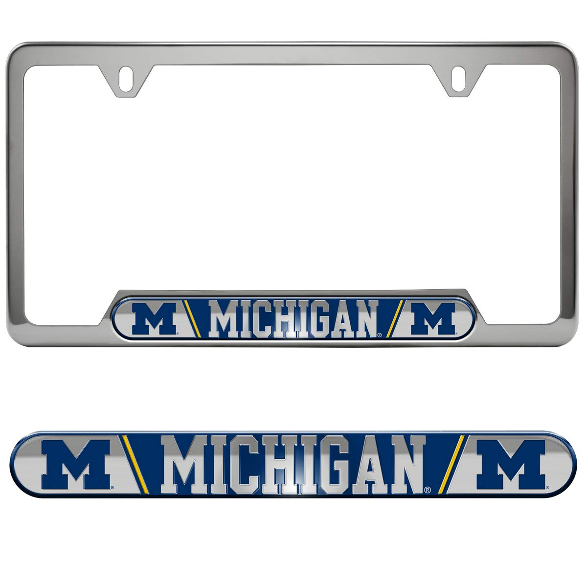 FANMATS NCAA Embossed License Plate Frame, Stainless Steel Frame with Stamped Aluminum Team Logo Inserts, 6.25in x 12.25in