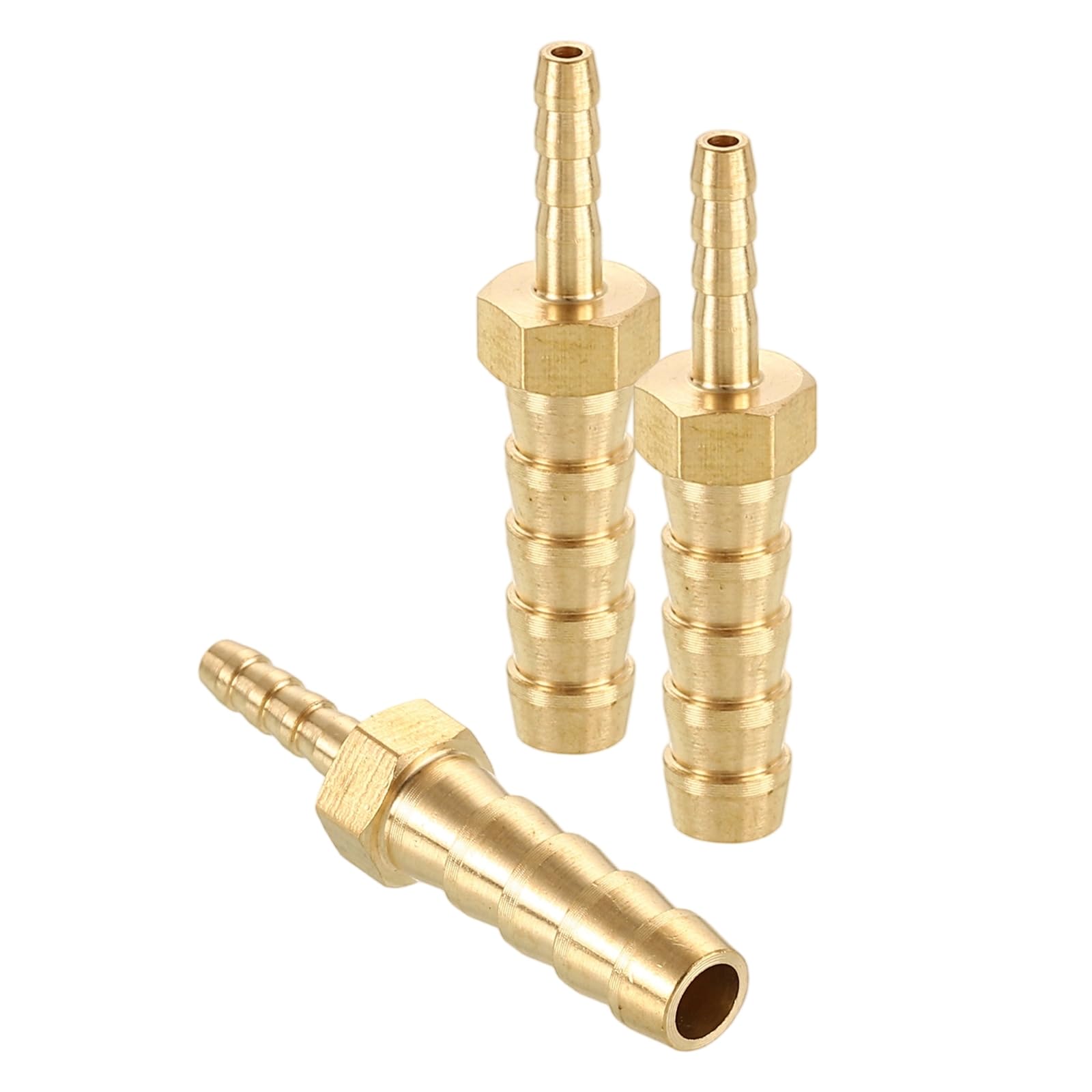 sourcing map 3pcs 1/8"(3.2mm) to 1/4"(7mm) Brass Hose Barb Fitting Metals Splicer Mender for 3D Printing, Air Compressor, CNC Machine, Dies โ image 1