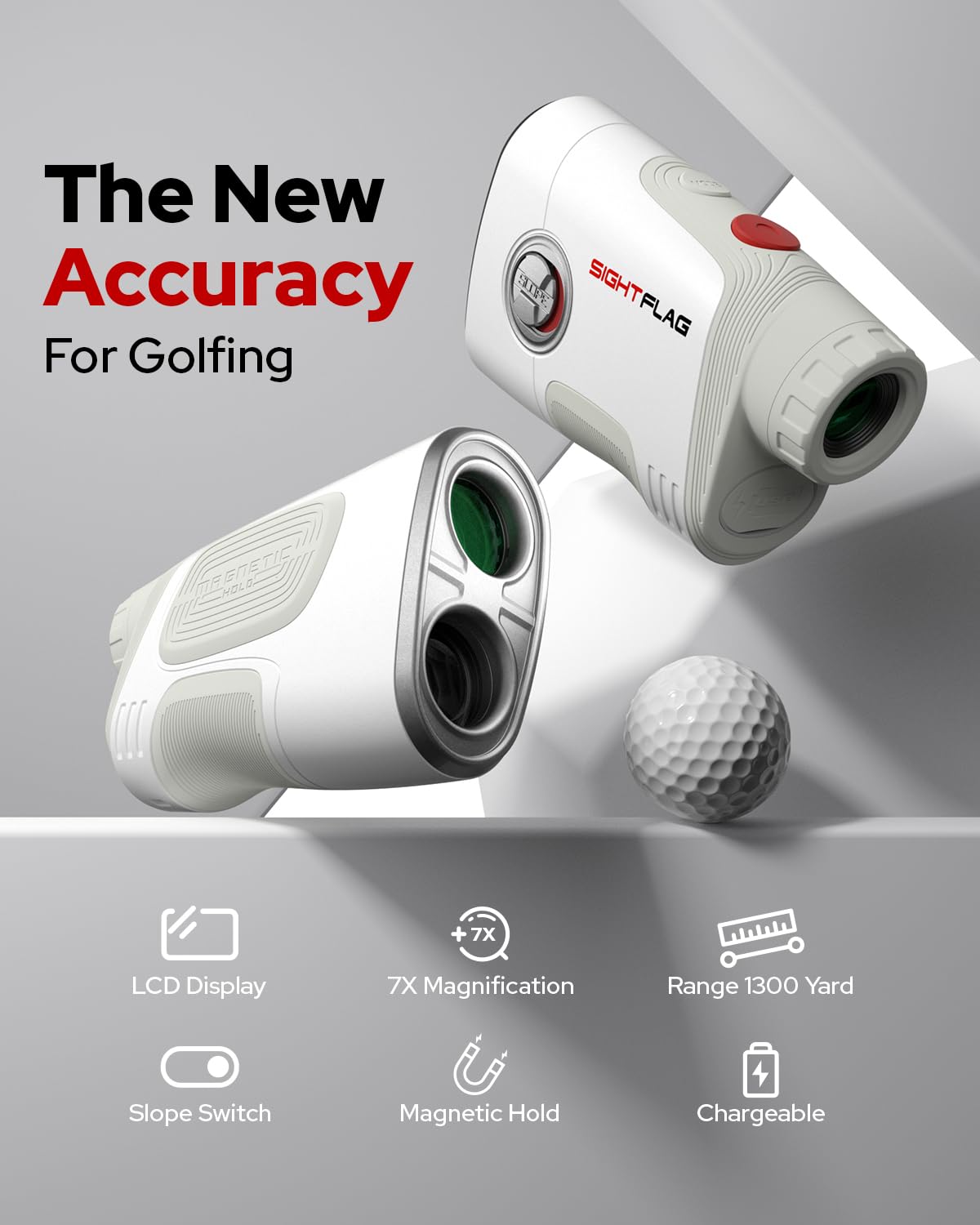 Telemetro da golf con pendenza e perno, con vibrazione, telemetro laser da 1300 metri, interruttore pendenza esterna