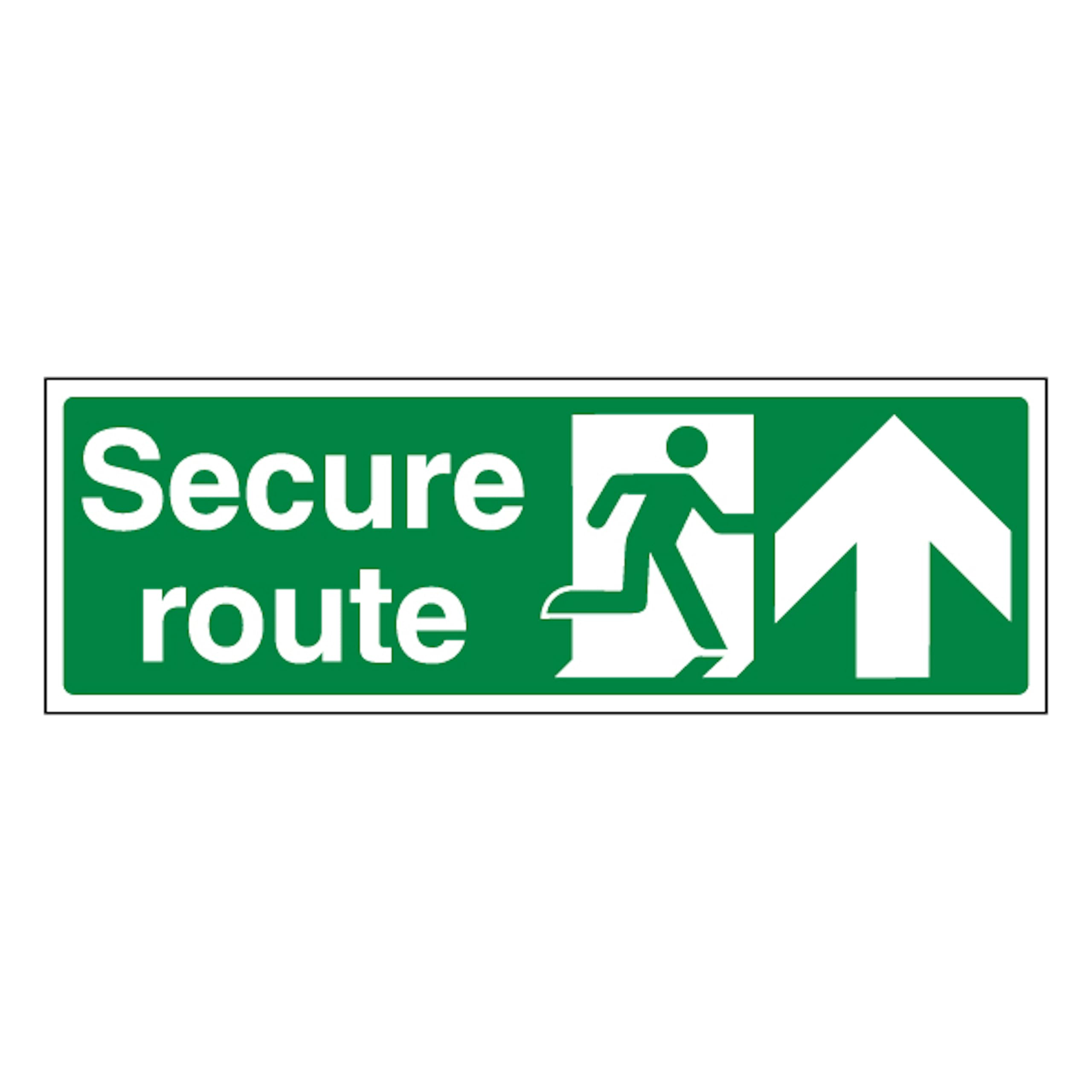V Safety Secure Route Arrow Up 300 x 100 mm - 2mm Super-Tough Rigid Plastic Safety Sign