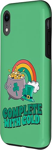 Miniatura 2 de iPhone XR completo con oro - Funda con diseño de arcoíris y fortuna