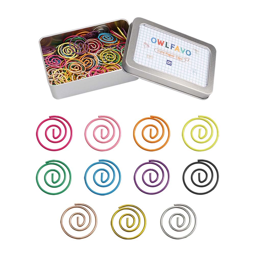 OWLFAVO 132pcs Small Circle Shape Paper Clips with Clear Box, 11 Colors, Funny Cute Paperclips Bookmarks Planner Clips for Fun Office Supplies School Gifts Wedding Decoration