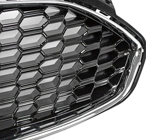 Honeycomb Mesh Style Upper Hood Grille Grill Matte Black Compatible with 2013-2016 Ford Fusion