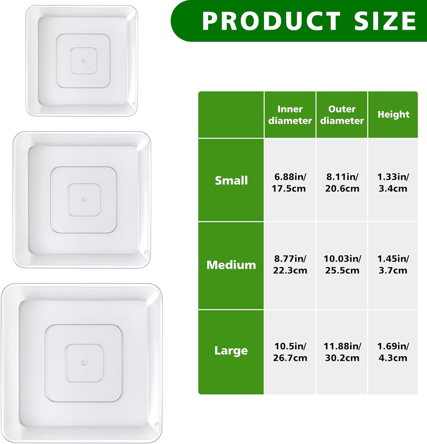U0U 3 Size Square Stepping Stone Mold,8" 10.2" 12.2" Reusable Stepping Sone Molds for Concrete,Plastic Cement Molds for Casting Garden Pavement and Forms Walkway