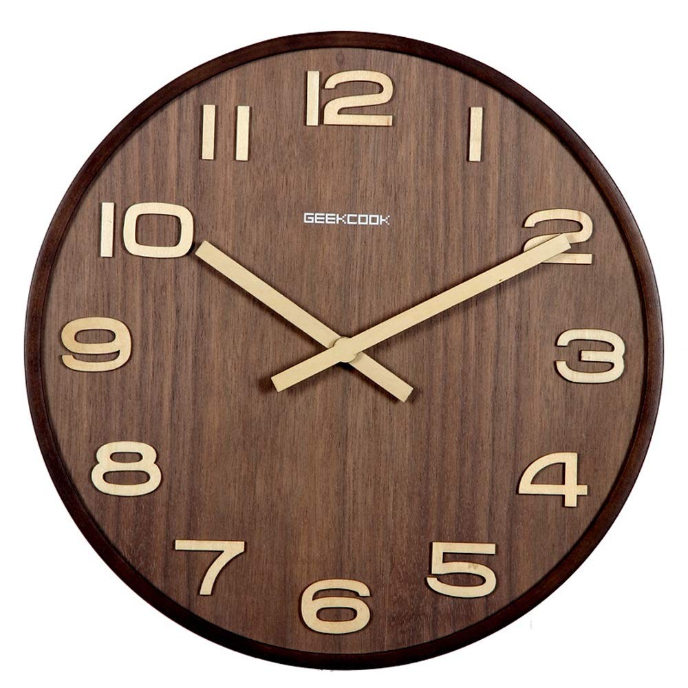 Horloge murale muet WTL en bois pour une lecture facile sans aucun bruit