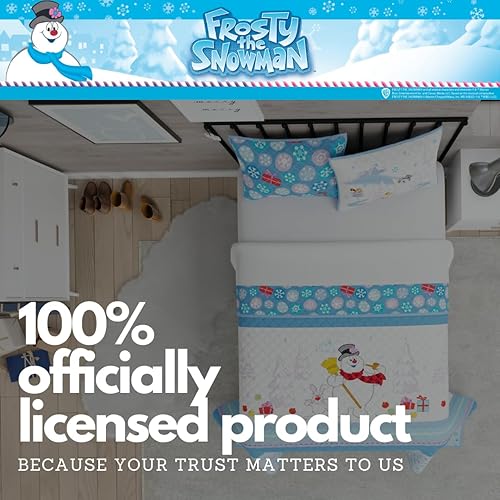 Miniatura 6 de Franco Frosty The Snowman Holiday & Christmas - Juego de ropa de cama súper suave de 3 piezas de funda de almohada y edredón, tamaño matrimonial de