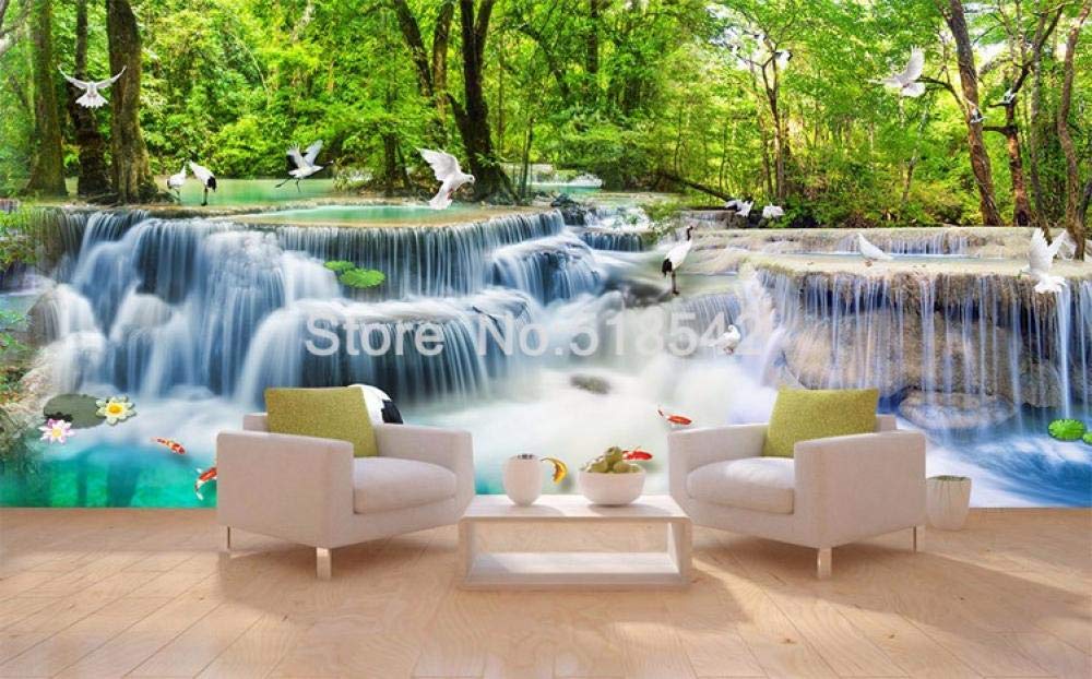 Photo personnalisée 3D cascade et pigeon pour créer une decoration murale sereine