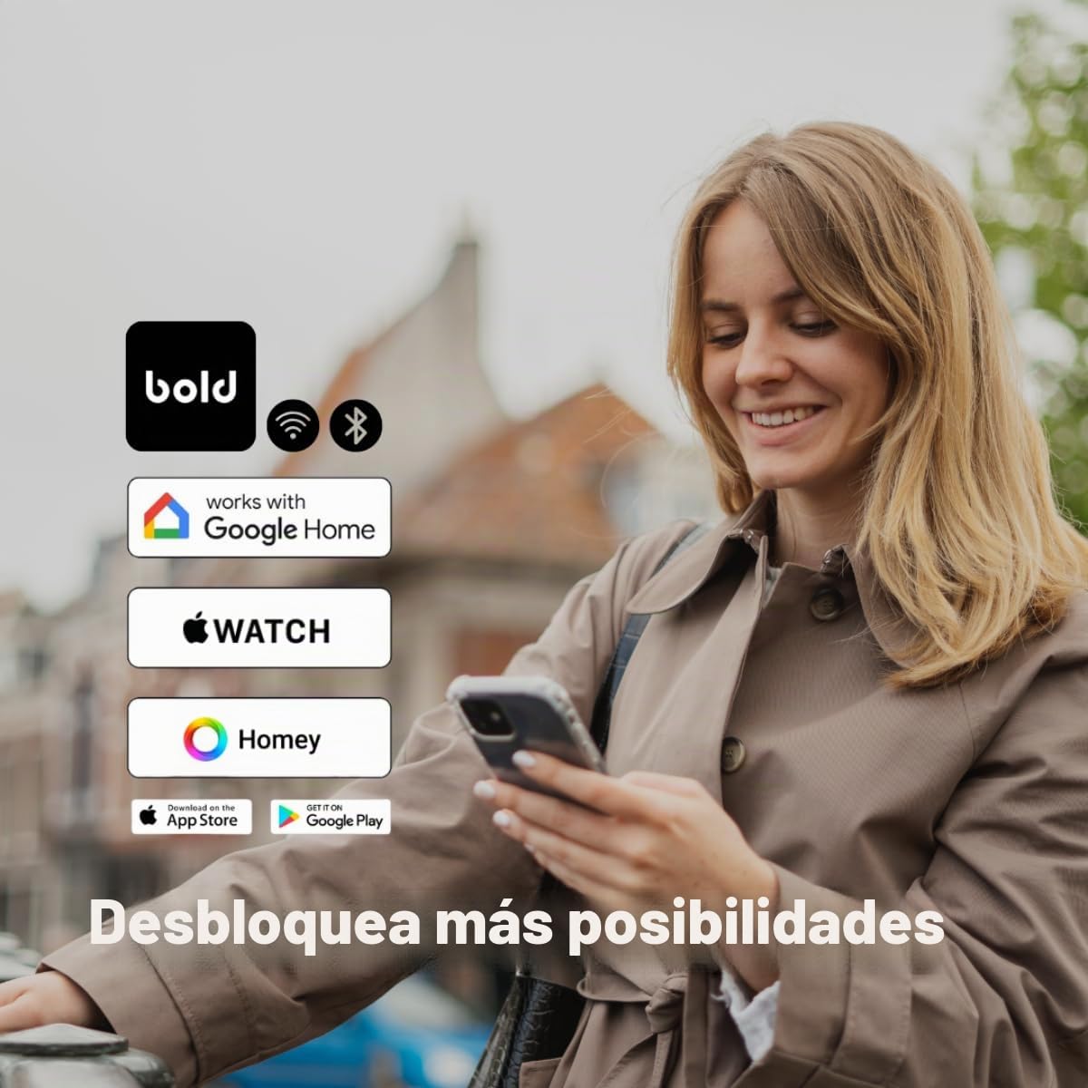 Bold – Cilindro Elite Smart Lock SX33 con Bold Connect – Plata – Cerradura inteligente sin llave – Bluetooth y WLAN – Fácil instalación – Control de aplicaciones