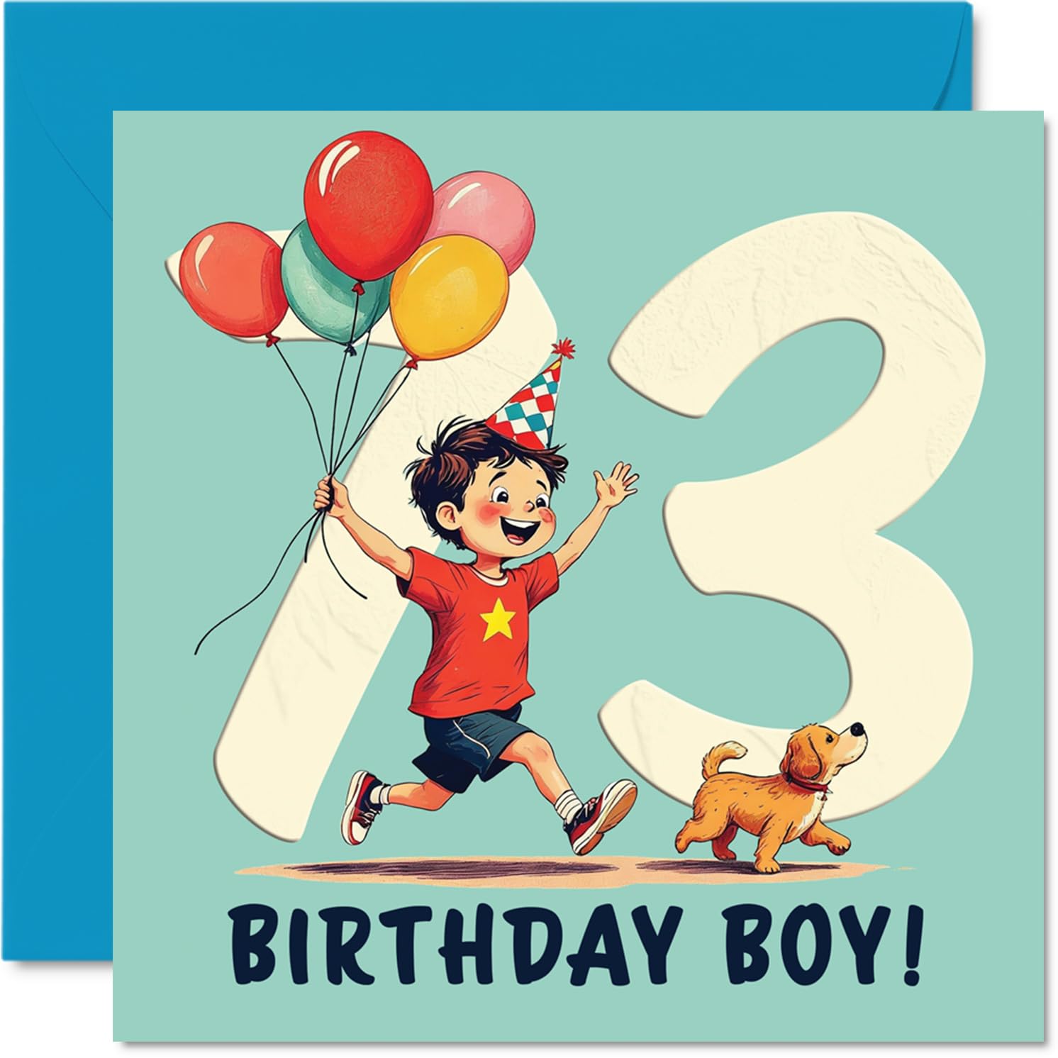 73rd Birthday Cards for Men - Balloon Boy - Happy Birthday Card for 73 Year Old Man Grandpa Brother Great Uncle Dad, 145mm Bday Greeting Cards