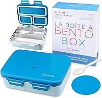 Vista 7 de Lonchera de acero inoxidable para bebés pequeños, niñas y niños, Mini Bento, 3 secciones de porciones de metal ecológico con tapa a prueba de fugas