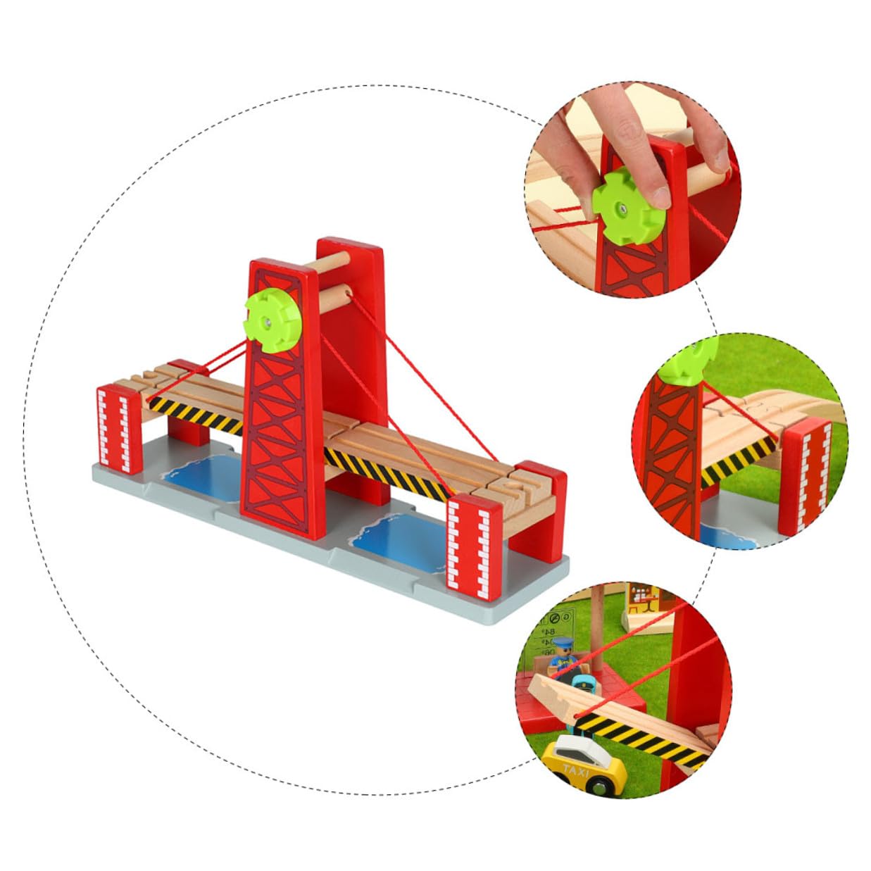 Eisenbahnspielzeug Zugbrücke aus Kunststoff und Holz Rot Kompatibel mit Holz Eisenbahnschienen Fördert Logisches Denken Geeignet für Kinder und Kleinkinder zur Weihnachtszeit