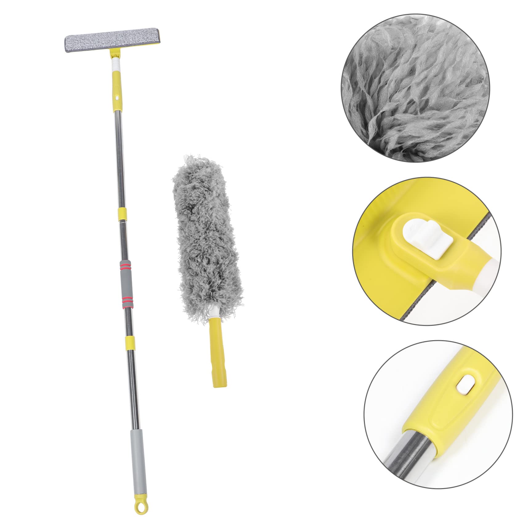 Happyyami 1 Juego Plumero Limpiador De Persianas Kit De Limpieza De Ventanas Varita De Polvo Parabrisas Kit De Limpieza De Alto Alcance Estores Techo Telaraña Fibra Extrafina