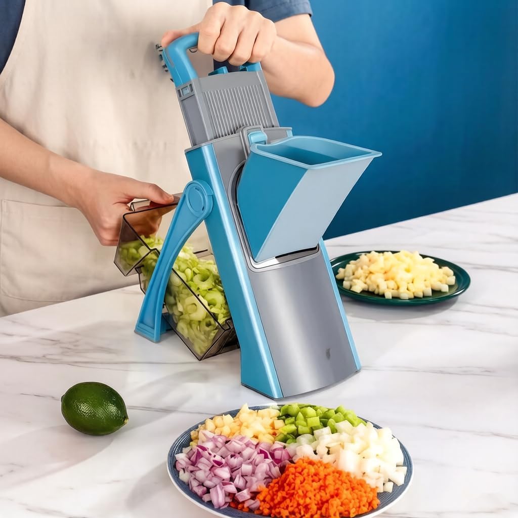 Sandyblo Multifunctional Vegetable Chopper,Mandoline Slicer, Food Chopper for Kitchen, Potato & Onion Slicer, Fry Cutter, Veggie Salad Dicer, Safe Food Prep Kitchen Tool