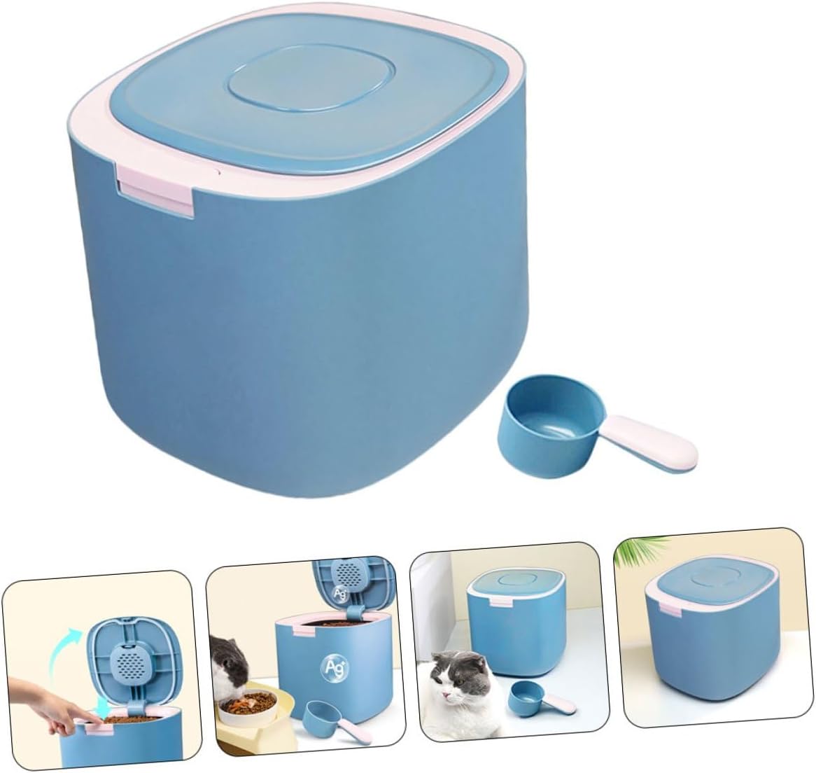 Kichvoe 11l Large Capacity Sealed Pet Food Storage Container with Lid, Moisture-proof Grain Holder for Dog and Cat Food, Multi-functional Airtight Storage Bin for Home Use