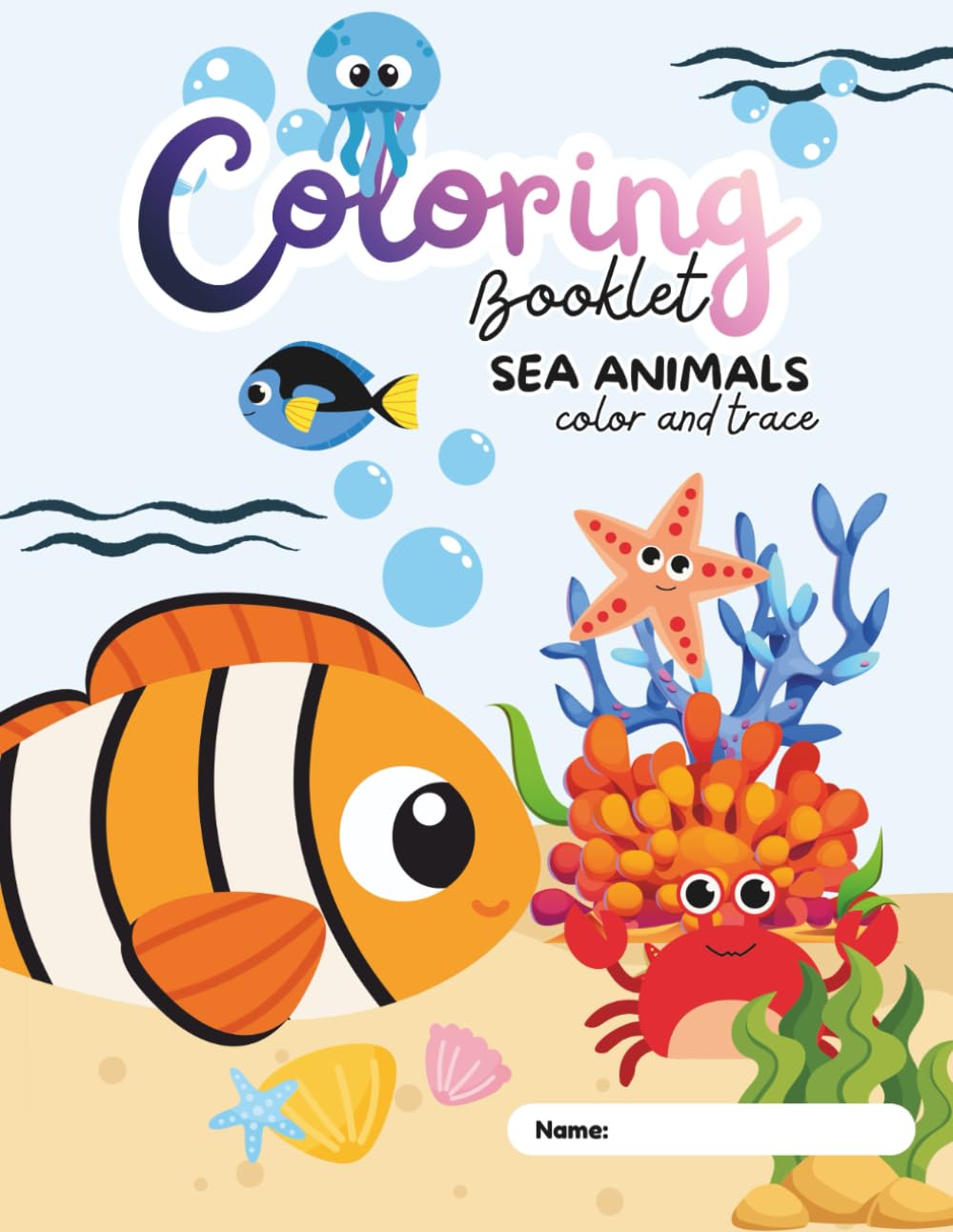 Sea Animals Coloring Book and Trace