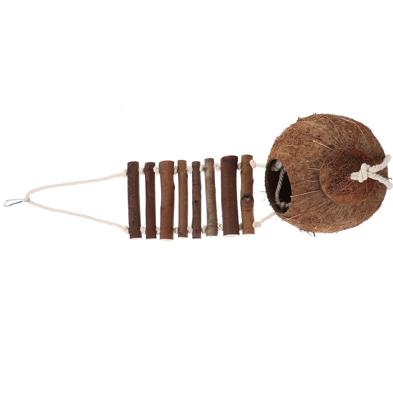 POPETPOP Cachette Délicate pour Hermite et Reptiles en Plastique Marron de Coquillage avec Échelle, Abri Pratique et Résistant pour Terrarium et Habitat D’Animaux
