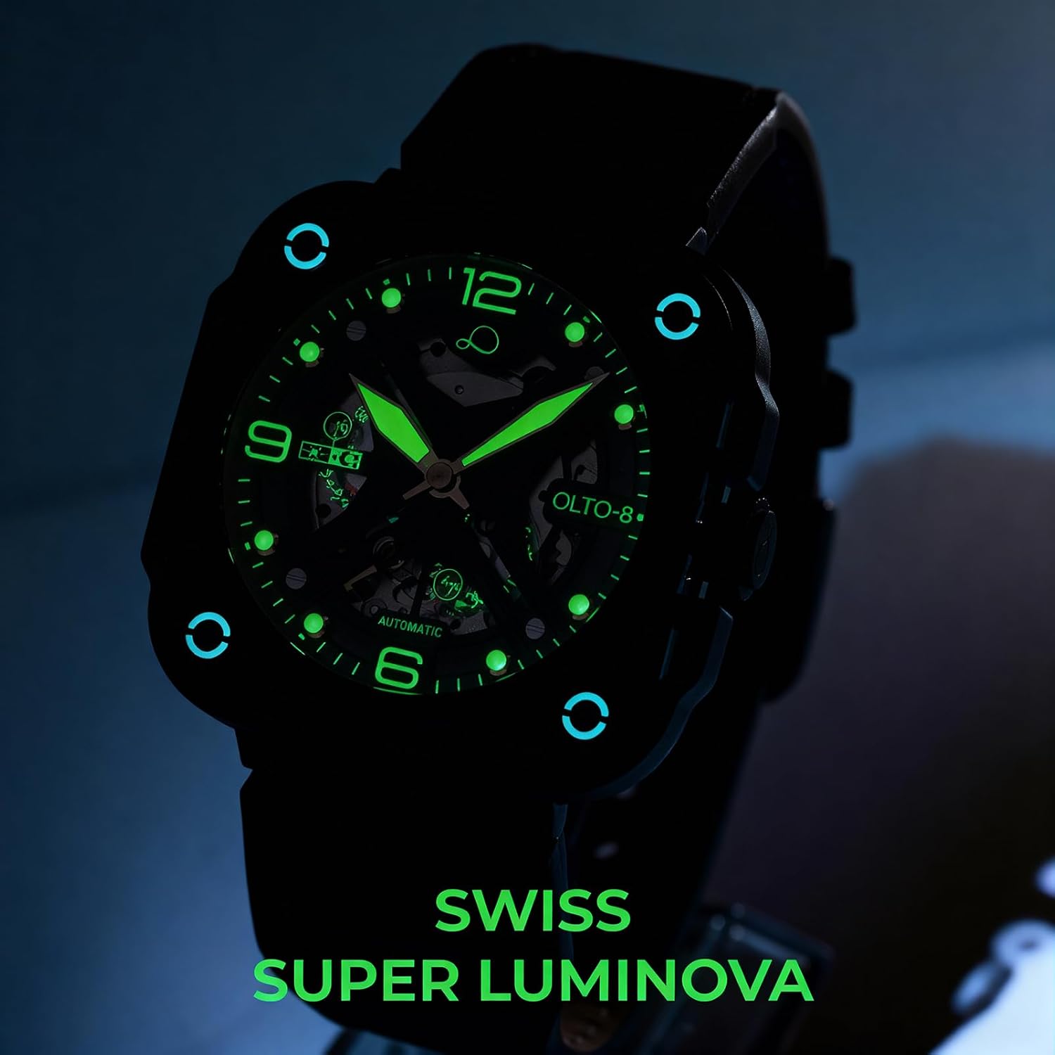 Automatic Luxury Skeleton Watch, Infinity II RPM-Style Stainless Steel 50 Meters Waterproof