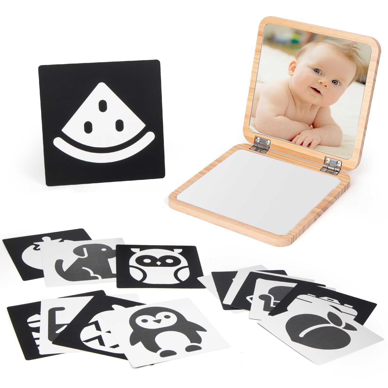 Tummy Time Mirror for Baby, 0‑180° Adjustable Floor Mirror for 0-18 Months