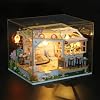 Cat Themed Miniature Cafe Making Set – LED Illuminated Wooden DIY Model – Decorative Model Kit – DIY Gift Set