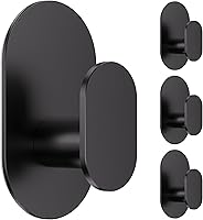 Vista 1 de Adhesive Towel Hooks - 4 Pack 26LB Extra Strong Heavy Duty Wall Hooks for Bathroom/Shower Door Hanging Coat, Robe, Towel, Dogs' Leads and Collars