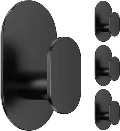 Ganchos adhesivos para toallas, paquete de 4 ganchos de pared resistentes para colgar abrigos, sombreros, toallas, batas, bolsos, pegar en el