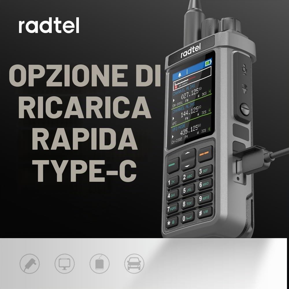 Radtel RT-880 10W Radio Prosciutto Lungo Raggio HF CB SSB Ricevitore Walkie Talkie Portatile 2 Vie Radio 1024 Canali con Cross-Band Repeater, con Set Antenna Onda Corta