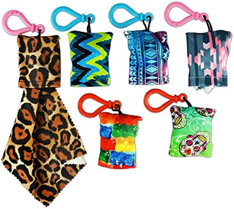 6pc. Microfiber Cloth Pouch with Key Chain Clip