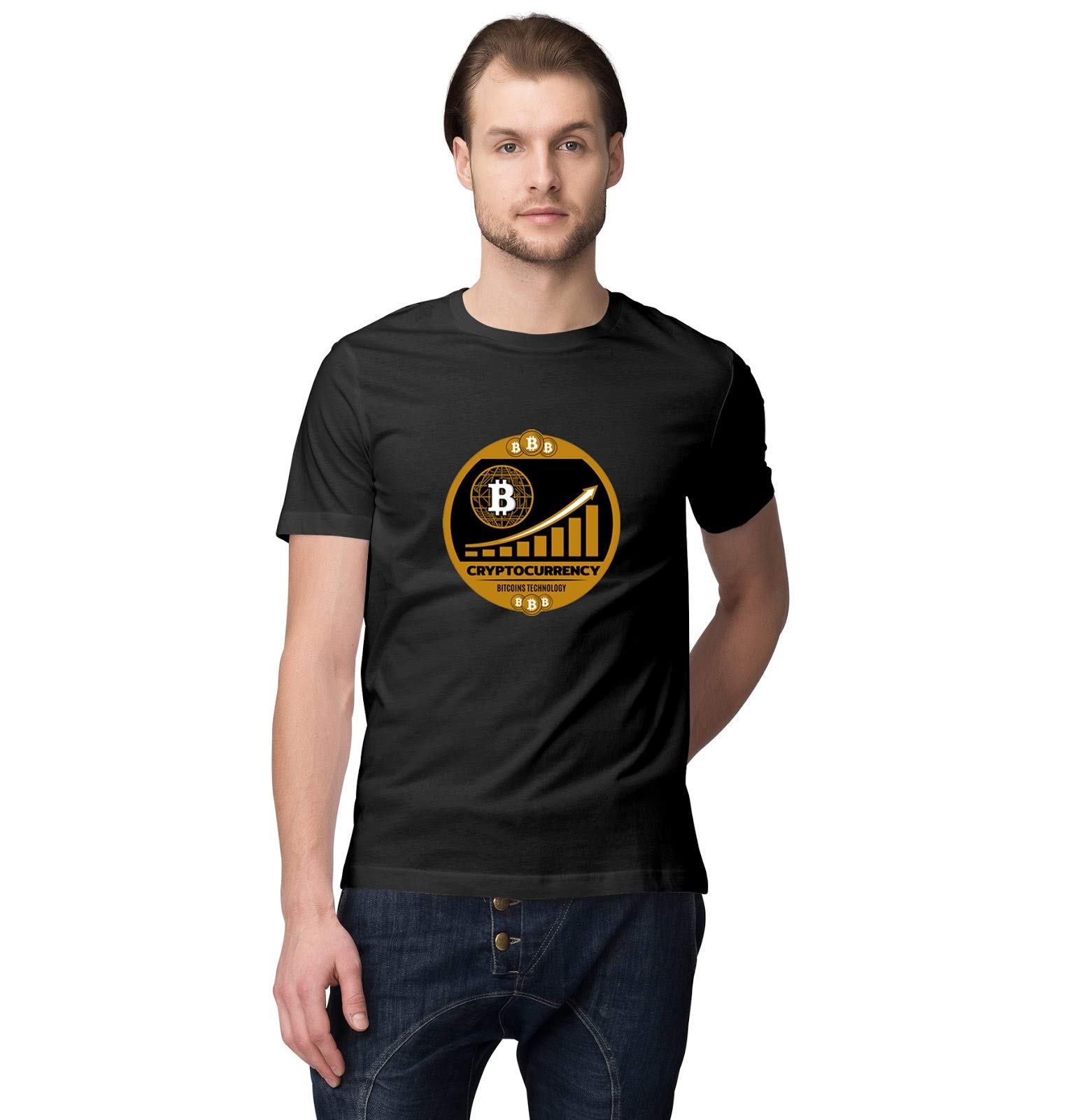 Shoppers DaddyCryptocurrency Bitcoin Technology Printed Men's Cotton T-Shirt