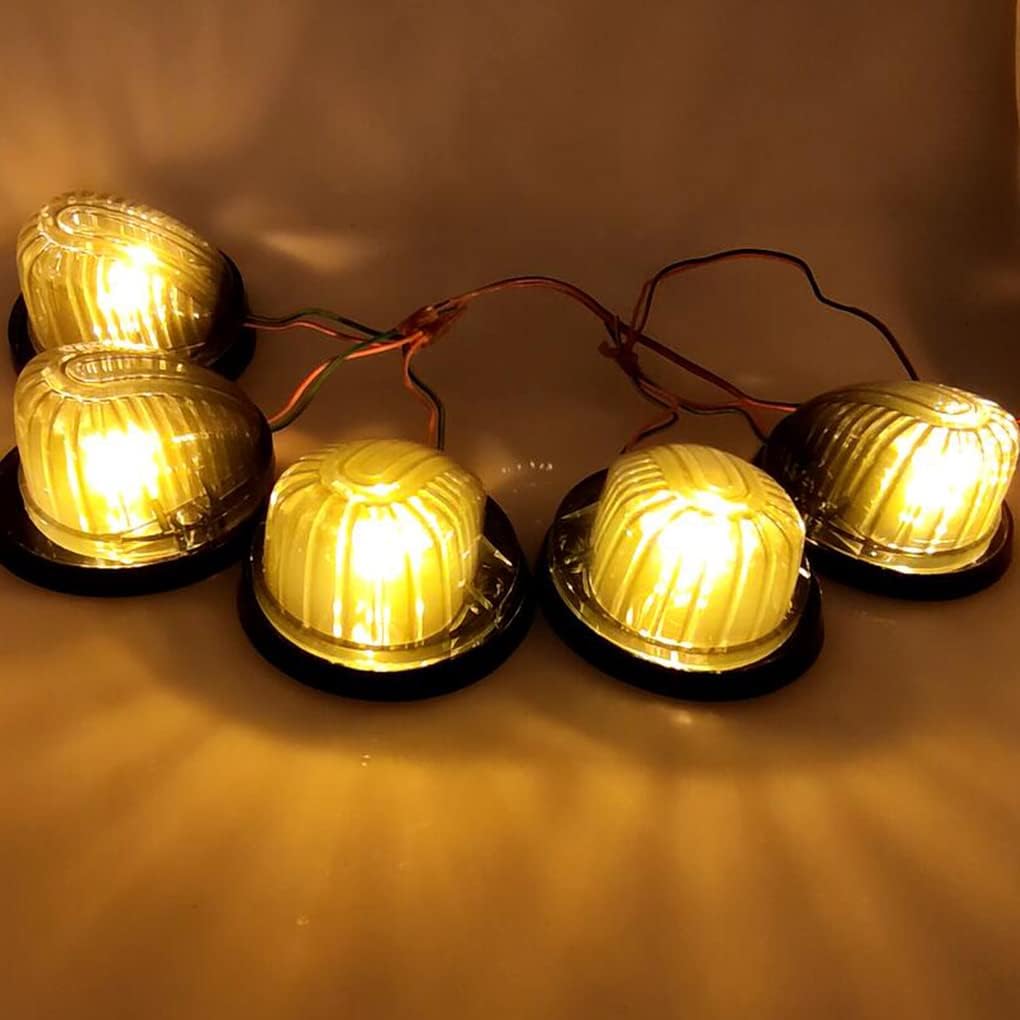Roof Running Cab Marker Light Smoked Cover Lens/Base Compatible with C/K Series 1977 1978 1979 1980 1981 1982 1983 1984 1985 1986 1987 Suburban Blazer Pickup Truck Amber Yellow T10 LED Bulbs