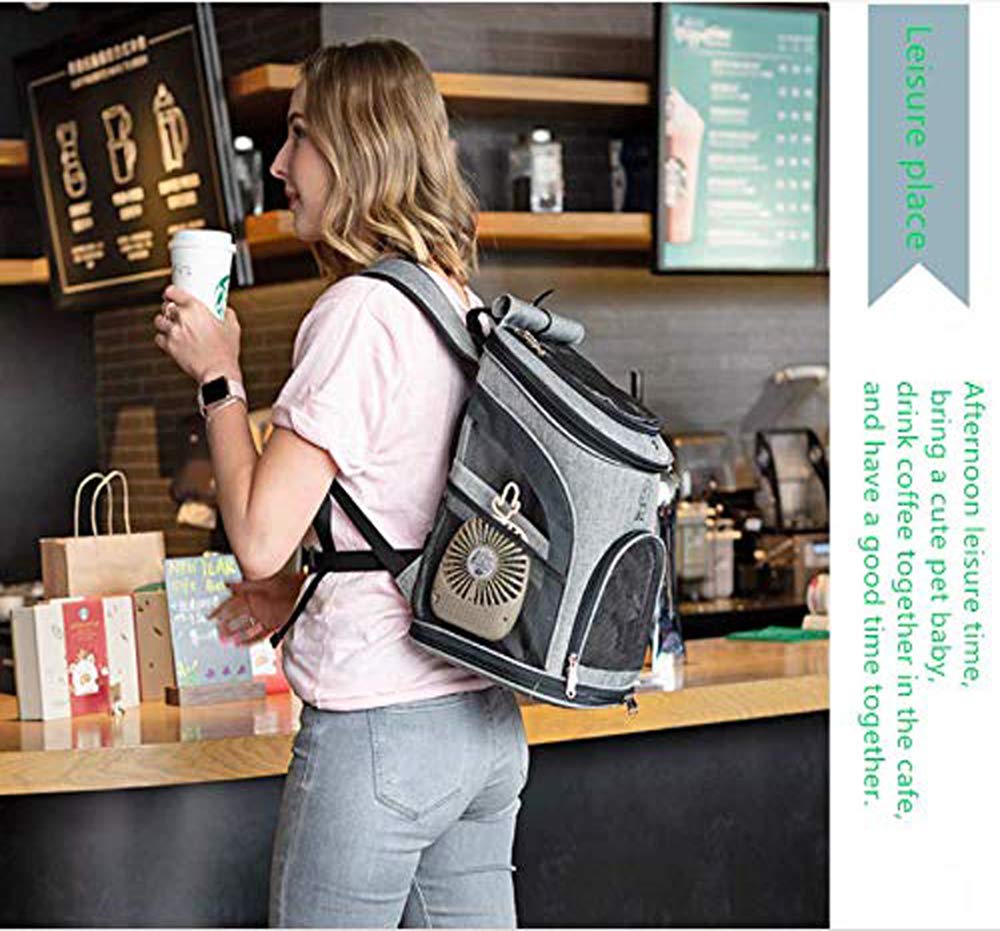 Tineer Mochila Perro Cachorro Bolsa con Malla para Perros medianos Grandes Perros, Bolsa de Viaje portátil para Mascotas para Caminar, Senderismo, Viajes al Aire Libre (L, Upgrade Negro)