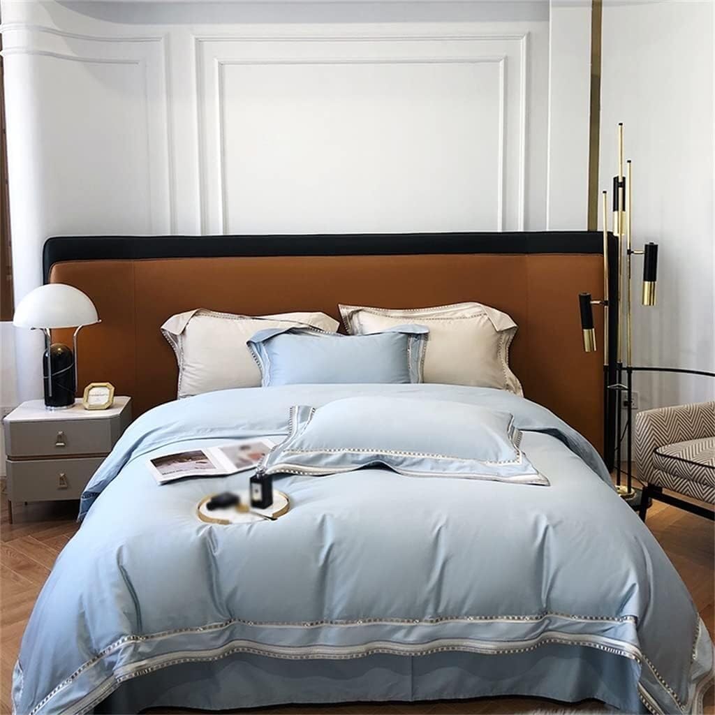 Embroidered Bedding Set 1000TC Cotton Soft Duvet Cover Sheet Set Pillowcase (Color : D, Size : 200 * 230cm)