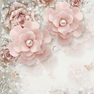 Mural Wallpaper 3D Three-Dimensional Pearl Pink Flowers Living Room TV Background Wall Painting