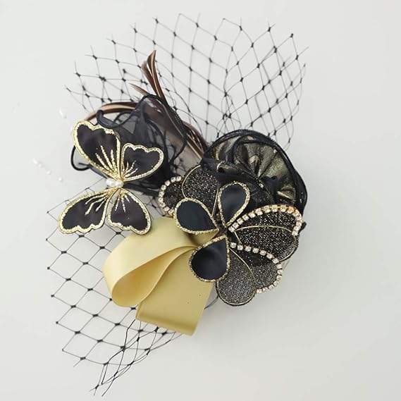 Amazon Sweet Angel 髪飾り チュール 黒 ゴールド リボン 蝶 花 和装小物 ヘアアクセサリー 日本製 Kky195 和装小物 通販