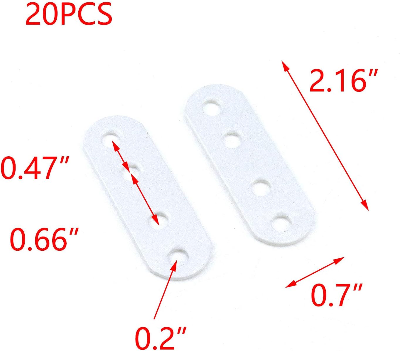 T Tulead White Straight Brackets Iron Flat Bracket Mending Plate Furniture Brace 2.16"x0.7" Repair Fixing Joint Pack of 20 with Mounting Screws