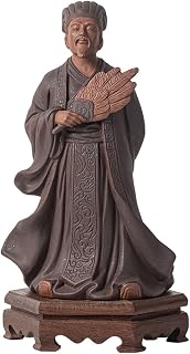 诸葛亮像 三国人 军师孔明 紫砂陶器雕刻 室内装饰 摆件 摆件 约18.4cm 带底座