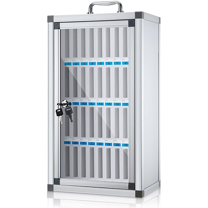 Amylove 36 Slots Cell Phone Locker Aluminum Alloy Pocket Chart
