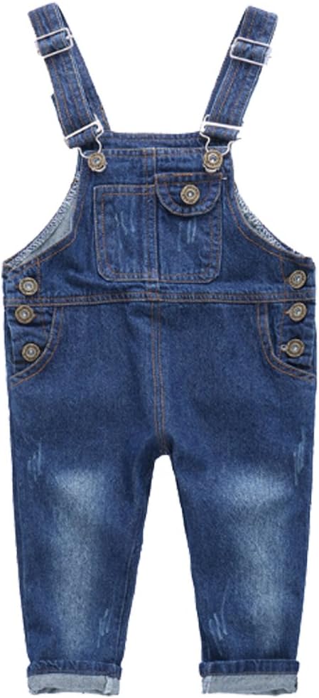 BANGELY Kids Boys Girls Casual Button Denim Overall Bib Jeans Pants